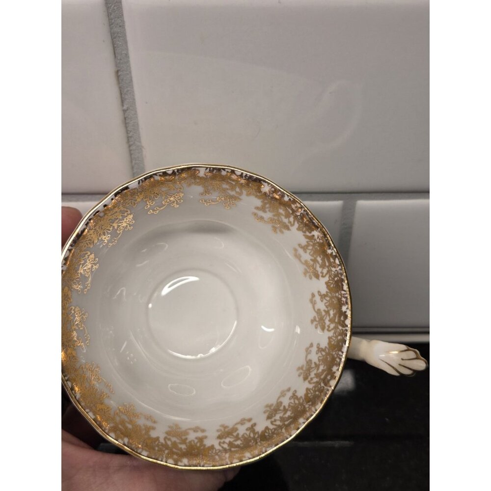 Royal Albert Regal Series Bone China Green Footed Tea Cup Saucer Discontinued - Picture 4 of 7